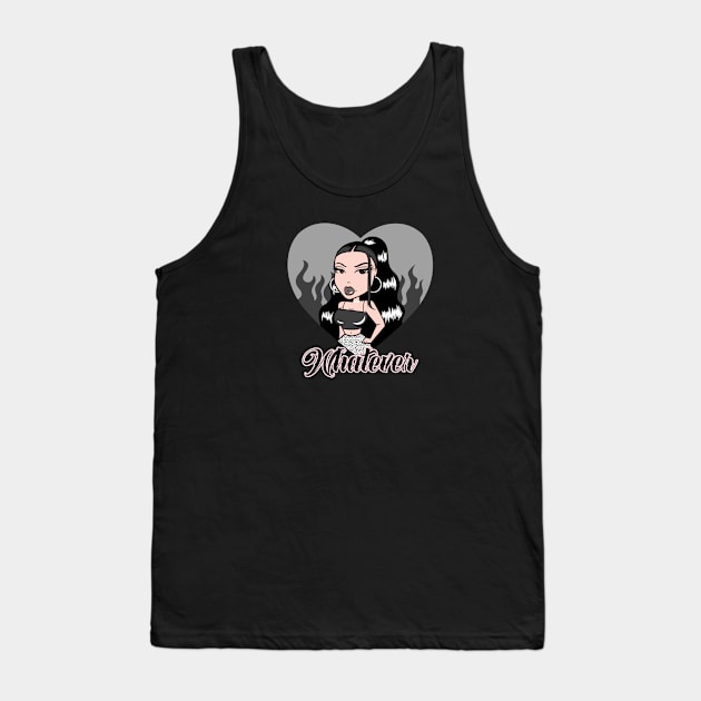 Whatever Girl Doll Light Black v2 Heart Tank Top by Just In Tee Shirts